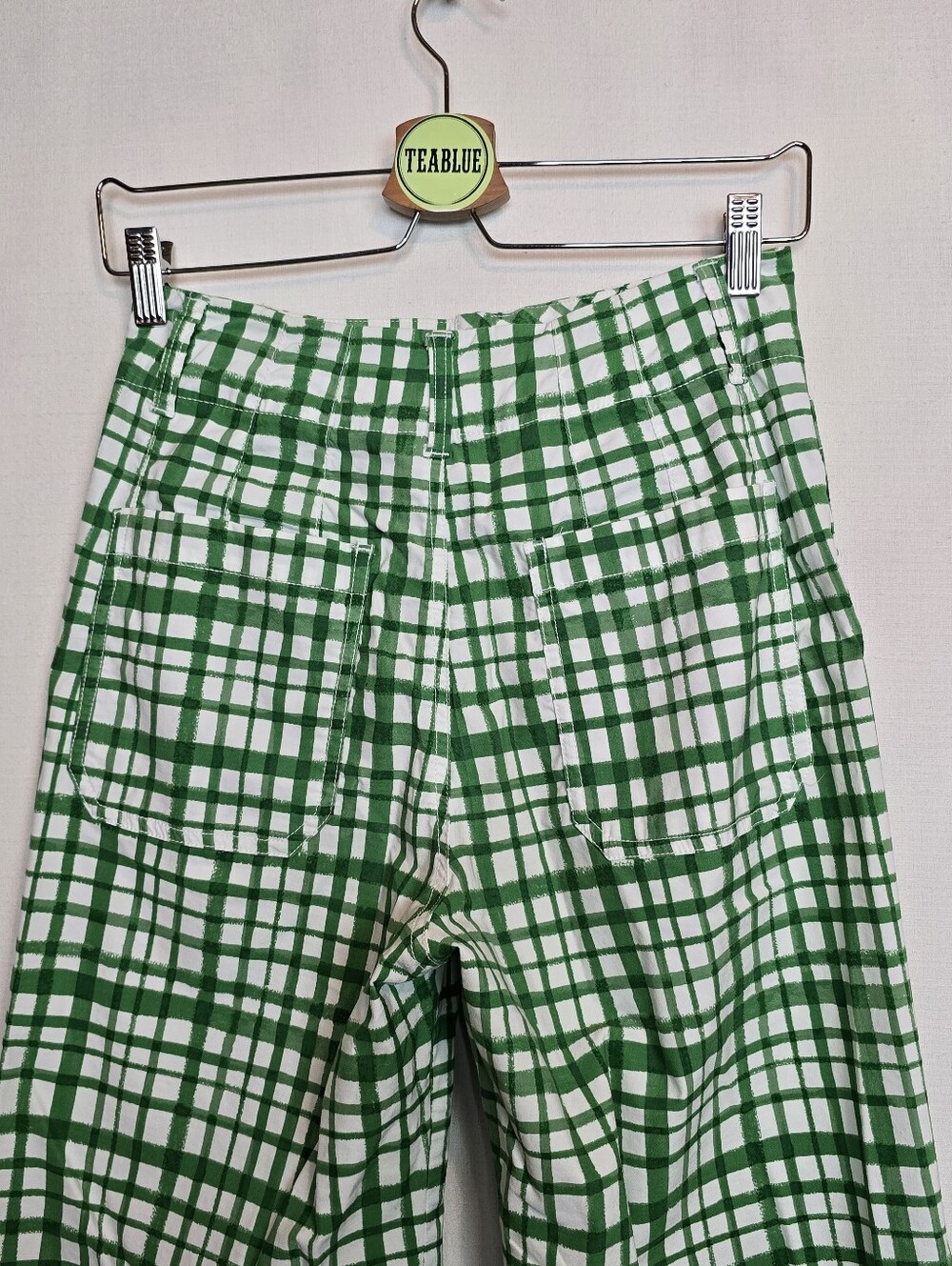 Maeve by Anthropologie The Colette Green Plaid Wide Leg Crop Pants Size 27 - Picture 10 of 14